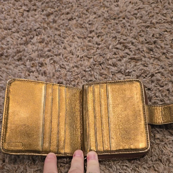 Coach Brown Signature Wallet with Gold Accents - Picture 3 of 12